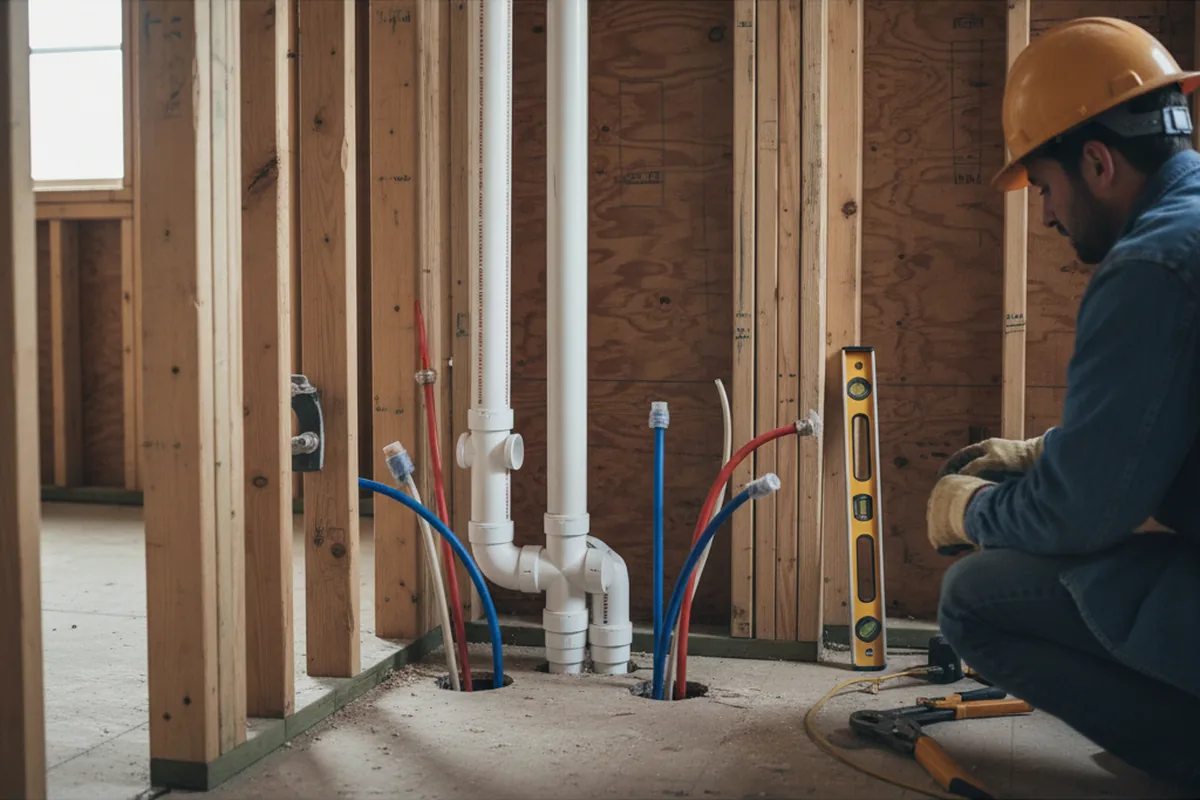 Drain and supply rough-in during Garbage Disposal Repair in Grifton