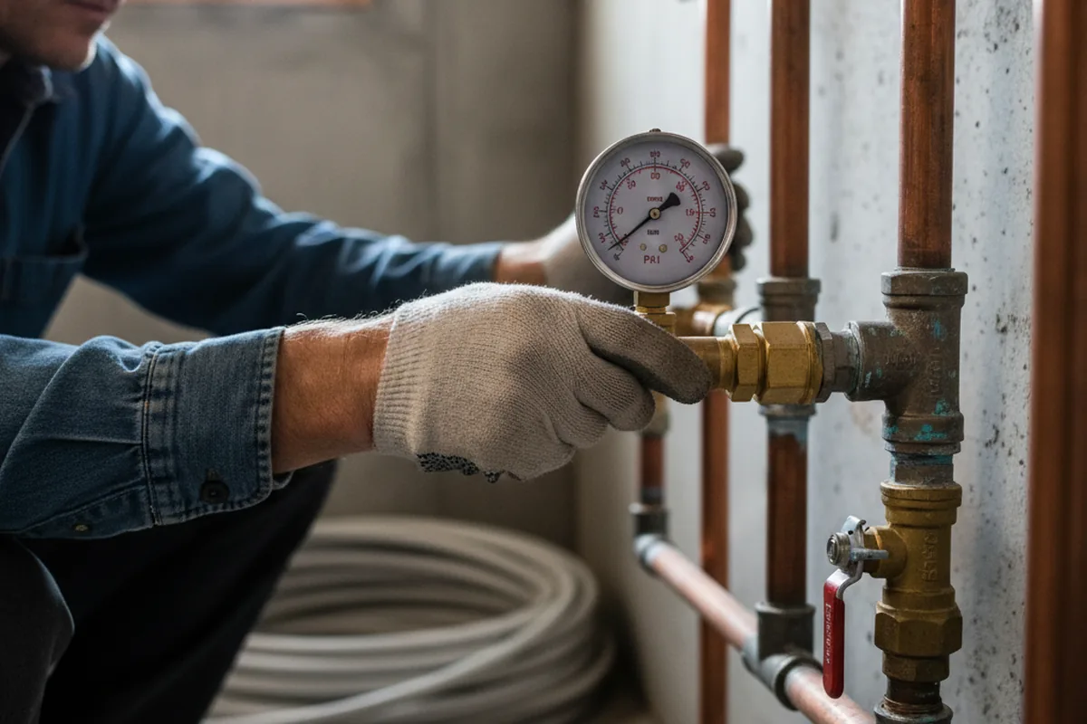 Pressure testing a repaired line during Water Line Repair in Grifton